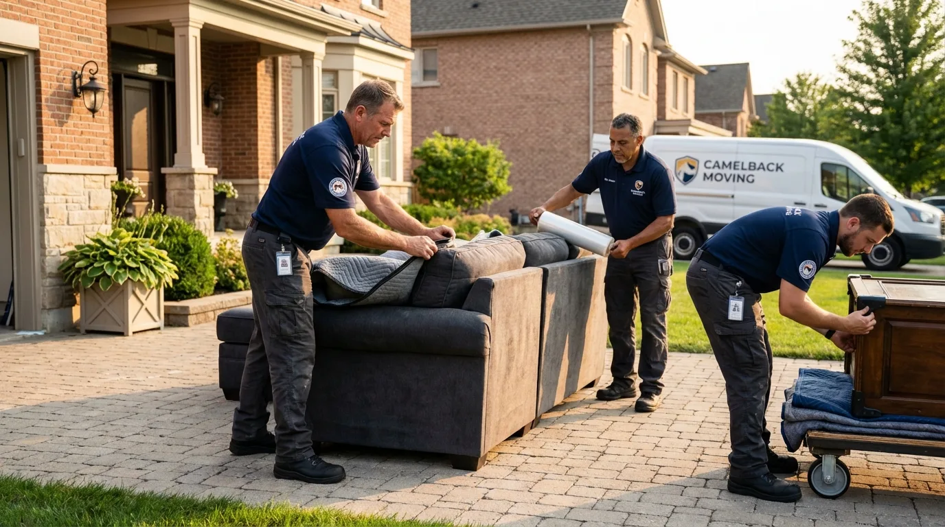 Large estate moving crew wrapping furniture in Greensburg, PA