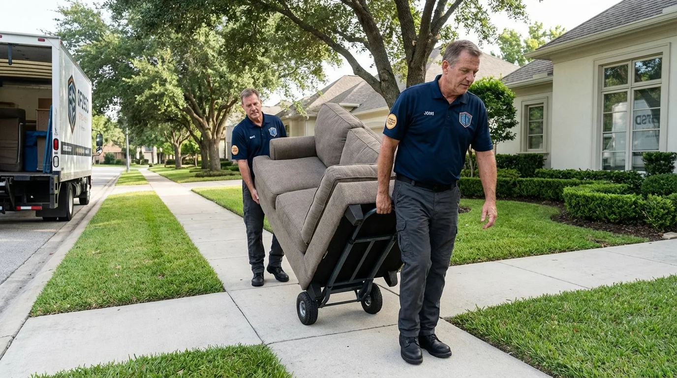 Local residential moving crew loading furniture in Greensburg, PA