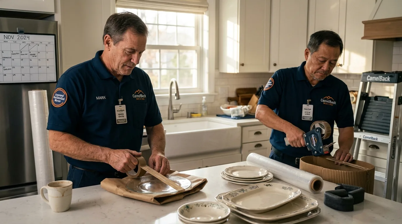 Professional crew packing kitchen dishware in Greensburg, PA